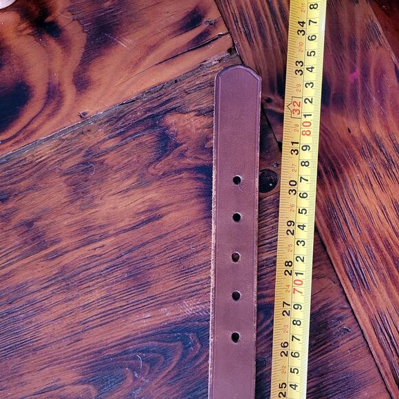 Brown Leather belt with Brass Buckle Sz XS/S - Picture 4 of 5